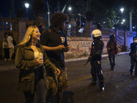 People celebrate the end of the coronavirus curfew in Barcelona, Spain, on May 9, 2021. (