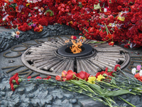 The Tomb of the Unknown Soldier. The Victory Day, the 76th anniversary of the victory over Nazi Germany in World War Two, in Kyiv, Ukraine M...