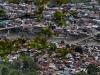 Aerial view of Baramulla town during COVID-19 Corona Curfew in Baramulla, Jammu and Kashmir, India on 09 May 2021. As the COVID-19 cases con...