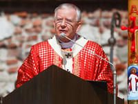 Archbishop Marek Jedraszewski attends the ceremony commemorating St. Stanislaus at Church on the Rock in Krakow, Poland on May 9, 2021. Each...