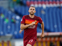 Borja Mayoral of AS Roma celebrates after scoring first goal during the Serie A match between AS Roma and FC Crotone at Stadio Olimpico, Rom...