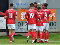  Mikal Mandron of Crewe Alexandra celebrates scoring his side's first goal of the game with his team mates during the Sky Bet League 1 match...