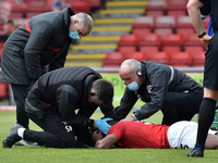  Donervon Daniels of Crewe Alexandra receives treatment during the Sky Bet League 1 match between Crewe Alexandra and Shrewsbury Town at Ale...