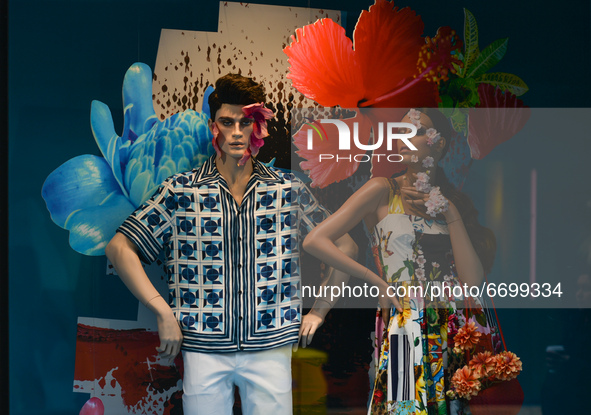 A view of the new Brown Thomas Summer Season window display with the new Dolce and Gabbana summer collection. 
On Sunday, 9 May 2021, in Dub...