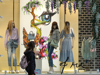 A view of the new River Island window display with summer collection. 
On Sunday, 9 May 2021, in Dublin, Ireland. (