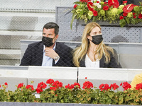 Luis Figo and  Helen Svedin attended the 2021 ATP Tour Madrid Open tennis match at the Caja Magica in Madrid on May 9, 2021 spain (