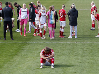  Team mates look to come and console Abi Harrison of Bristol City Women during Barclays FA Women Super League match between Brighton and Hov...