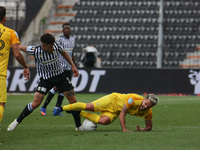 Douglas Augusto #33 of PAOK and Lucas Sasha #88 of Aris in action during the soccer match between PAOK v Aris for the Play-off of Super Leag...