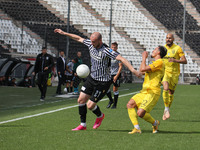 Michael Krmenčík #27 of PAOK and Cristian Ganea #22 of Aris in action during the soccer match between PAOK v Aris for the Play-off of Super...