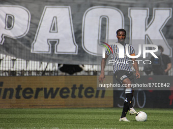 Fernando Varela #5 of PAOK during the Soccer match between PAOK v Aris for the Play-off of Super League Greece, in Toumba stadium, Thessalon...