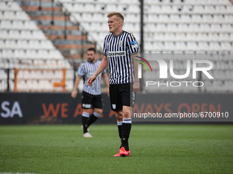 Karol Świderski #9 of PAOK in action during the soccer match between PAOK v Aris for the Play-off of Super League Greece, in Toumba stadium,...