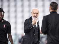 Milan coach Stefano Pioli gestures during the Serie A football match n.35 JUVENTUS - MILAN on May 09, 2021 at the Allianz Stadium in Turin,...