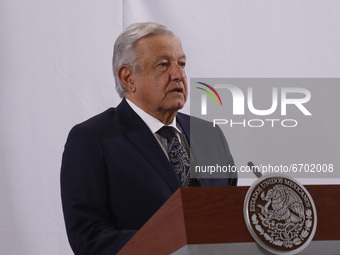 Mexico's President Andres Manuel Lopez Obrador, celebrates Mother's Day during his daily morning press conference at National Palace on May...