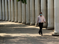 A deserted view of Connaught Place during the extended week long lockdown put in place to curb the spread of coronavirus (Covid-19), on May...