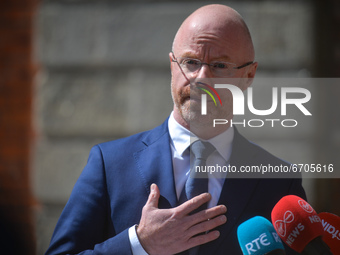 Stephen Donnelly, Ireland's Minister of Health, speaks to the media about the Healthy Ireland strategic action plan after todays cabinet mee...