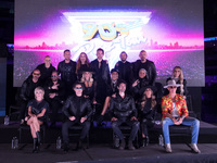Integrants of the bands Kabah, JNS, Magneto, Sentidos Opuestos poses for photos during 90’s Pop Tour press Conference at Mexico City Arena o...