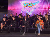 Kabah, Magneto, JNS, Erik Rubin, Chacho Gaytán, Benny Ibarra, Ana Torroja are seen during 90’s Pop Tour press Conference at Mexico City Aren...