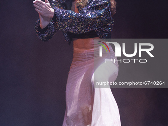 The dancer Maria Juncal during the performance of the flamenco show ''LA VIDA ES UN ROMANCE'' in Madrid, Spain on May 21, 2021. (