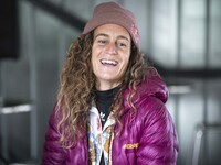 The big wave surfer Justine Dupont was in Bordeaux, France, on May 21, 2021 to present the film ''Enfer & Paradis'' directed by Antoine Chic...