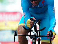 Tour de France 2014 winner Vincenzo Nibali of Astana Pro Team passes the finish of Stage 1 of The Tour de France in Utrecht, Netherlands on...