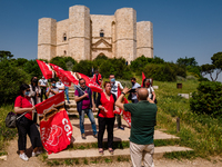 The workers and CGIL trade union protest in front of the Castel del Monte in Andria on May 24, 2021.
The workers who manage the additional...