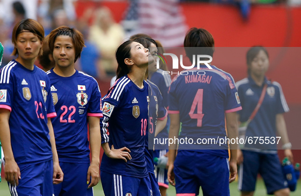 (150706)-- VANCOUVER, July 6, 2015() -- Sawa Homare of Japan (C) looks up after the final of FIFA Women's World Cup 2015 between the United...