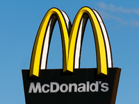McDonald's logo is seen near the restaurant in Krakow, Poland on May 26, 2021. (