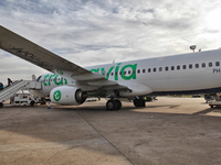 Transavia Airlines Boeing 737-8K2(WL) airplane at Mohammed V International Airport in Casablanca, Morocco, Africa. The airport is the busies...