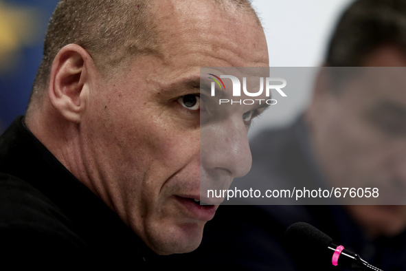 Outgoing minister Yanis Varoufakis during the handover ceremony at the ministry
