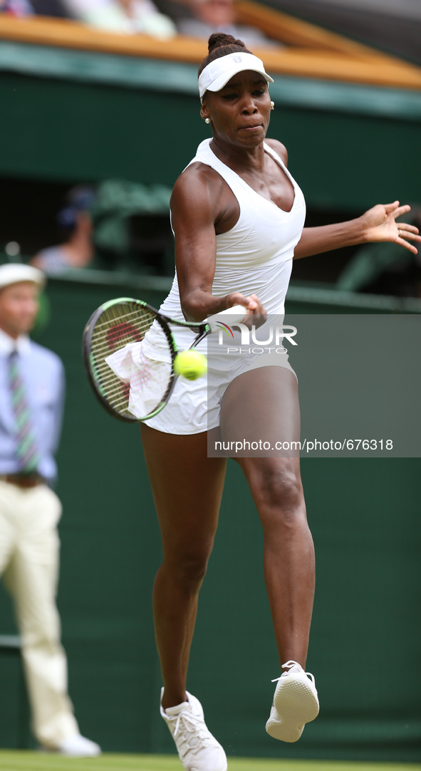 (150706) -- LONDON, July 6, 2015 () -- Venus Williams of the United States during her women's singles fourth round match against her sister...