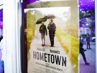 A poster of a documentary film Polanski, Horowitz. Hometown is seen at the world premiere screening in Kijow Cinema during the 61st Krakow F...