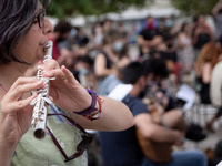 Musicians played music at Syntagma Square front of the Greek Parliament due to the World Environment Day in Athens, Greece on June 5, 2021....