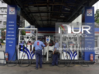 HP fuel pump in Kolkata, India, 10 June, 2021. Petrol price in Kolkata is Rs 95.52 per litre and Diesel price in Kolkata is Rs 89.32 per lit...