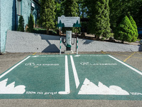 EV (electric vehicle) charging station is seen in Gierloz , Poland on 3 June 2021 Polish State Forests (Lasy Panstwowe) plans to build over...