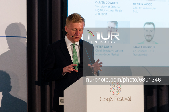 Oliver Dowden, Secretary of State for Digital, Culture, Media and Sport speaks during opening of CogX 2021 in London, Britain, 14 June 2021....