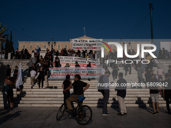  Thousands participated at the demonstration against labor reforms in Athens, Greece, on June 16, 2021. Thousands of Athenians gathered outs...