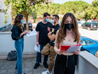 Students who review the project to be presented to the external commission before the state exam in Molfetta, Italy at the Mons.Antonio Bell...