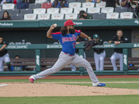 Leuris Gomez #20 of the Dominican  Republic pitches during exhibition  match heading to the olympic games Tokyo 2021  between the Dominican...