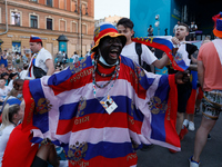 Russian supporters gather to watch a live stream during the UEFA Euro 2020 Championship match between Denmark and Russia on June 21, 2021 at...