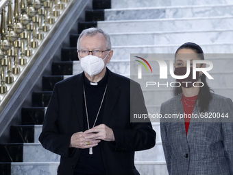 Mexico's Mayor Claudia Sheinbaum meets with the Cardinal Pietro Parolin, Secretary of State of the Holy See, to give him the recognition as...