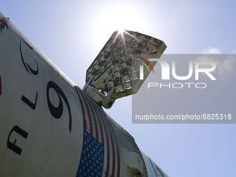 Details of Falcon 9 at NASA Space Center in Houston, Texas, US, on June 24th, 2021.  (