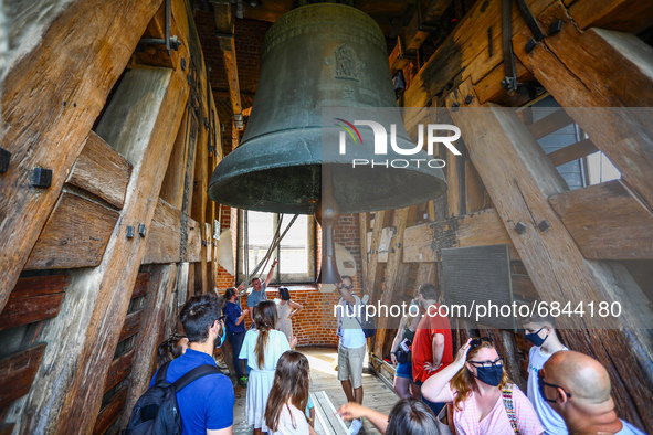 Tourist are visiting the Sigismund Bell (Zygmunt) during an open day marking the 500th anniversary of the hanging of the bell on the Wawel C...
