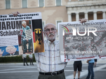 Greece, Athens, Syntagma Square, on July 11, 2015. Protest against austerity (