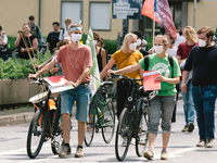 one thousand activists take part in Fridays for Future demo to protest for better climate protection in Bonn, Germany on July 2, 2021 (