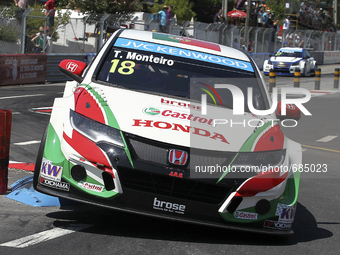 Tiago Monteiro (PRT) in Honda Civic WTCC of Castrol Honda WTC Team during the FIA WTCC 2015 - Qualifying, at Vila Real in Portugal, on July...