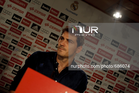 SPAIN, Madrid:Spanish goalkeeper Iker Casillas during the press conference his farewell of Real Madrid, at Santiago Bernabeu Stadium in Madr...