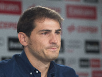 Real Madrid's goalkeeper Iker Casillas arrives prior to giving a press conference at the Santiago Bernabeu stadium in Madrid on July 12, 201...