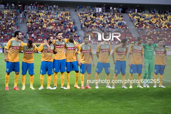 July 11, 2015: FC Petrolul Ploiesti team at the begining of the Soccer Liga Profesionista de Fotbal Romania LPF - FC Steaua Bucharest vs FC...