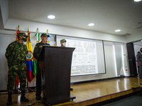 Generals speak as Colombia's high rand military and police generals, Major General of Police, Jorge Luis Vargas, Colombia's military Major G...