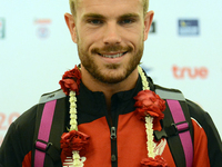 Liverpool captain Jordan Henderson poses for a picture as he arrives at Suvarnabhumi airport in Samut Prakan, Thailand on July 13, 2015. Liv...